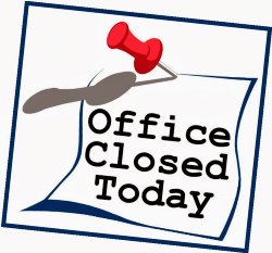 \"Office closed\" note with a red pushpin